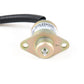 Flameout solenoid valve with round metal body, mounting plate, and printed label