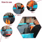 Car door open tool kit usage diagram showing steps applying wedges to a car