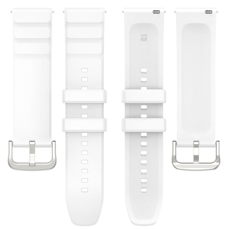 White 22mm silicone watch band with clasp and adjustable hole strap
