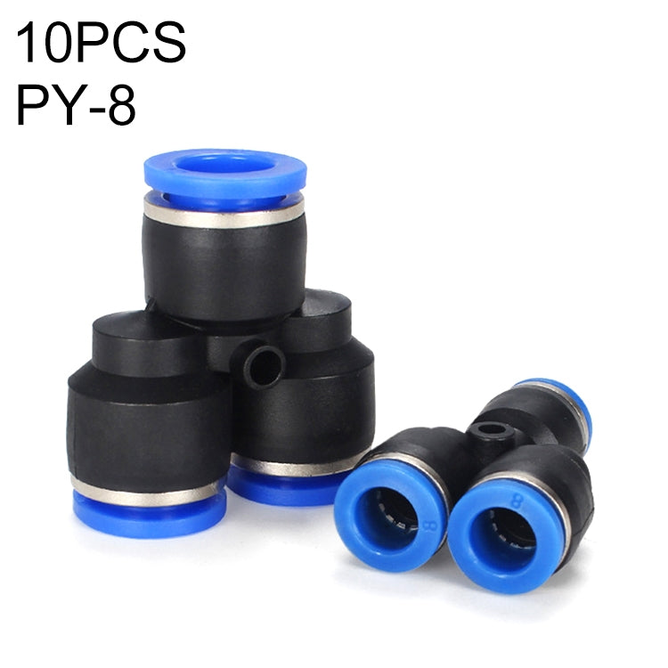 Plastic pneumatic Y-tee quick fitting set, black and blue, 10 pcs, PY-8