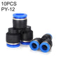 Plastic Y-type reducing quick pneumatic fitting connectors (PY-12, 10 pcs)