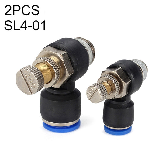 Throttle valve quick fittings, black rubber with blue seals and brass elbows (2 pcs)
