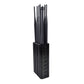 Signal jammer with eight antenna rods on tall black tower body, side ventilation ports