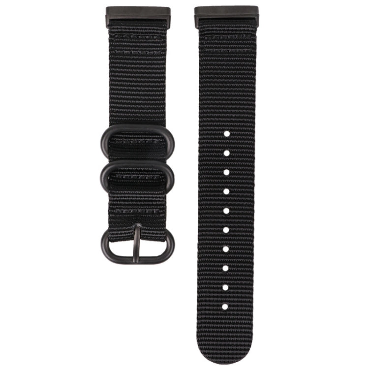 Universal Three-ring Steel Buckle Nylon Watch Band, For Fitbit Versa 4 / Sense 2