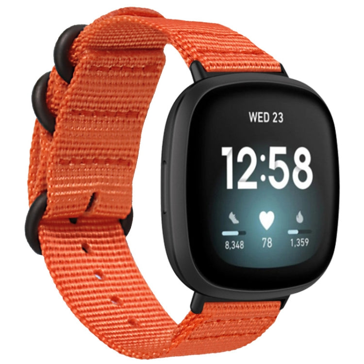 Universal Three-ring Steel Buckle Nylon Watch Band, For Fitbit Versa 4 / Sense 2