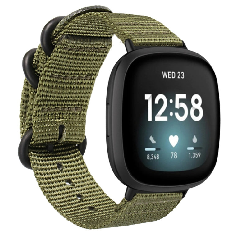 Universal Three-ring Steel Buckle Nylon Watch Band, For Fitbit Versa 4 / Sense 2
