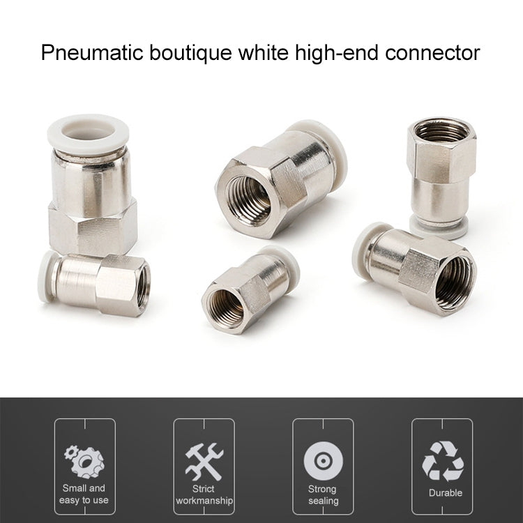 Pneumatic straight quick fitting connector set, female threaded, metal, 10 pcs