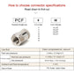 Pneumatic threaded straight connector diagram, PCF8-02 specifications, metal fitting