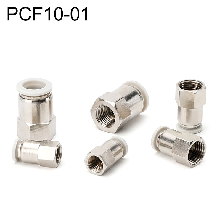Pneumatic quick fitting connector, straight female thread, metal, PCF10-01