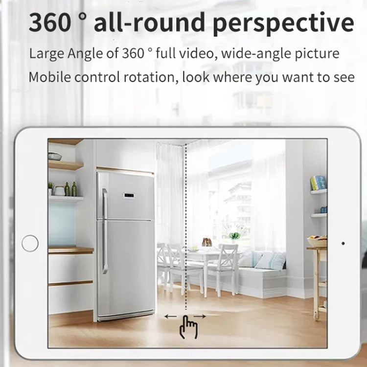 WiFi surveillance bulb camera featuring 360° all-around viewing angle on a phone screen