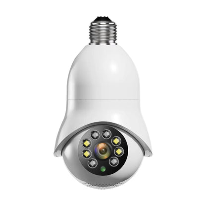 Smart WiFi bulb security camera with E27 base and circular lens array
