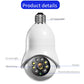 White bulb-style WiFi surveillance camera with E27 lamp holder and lens cluster