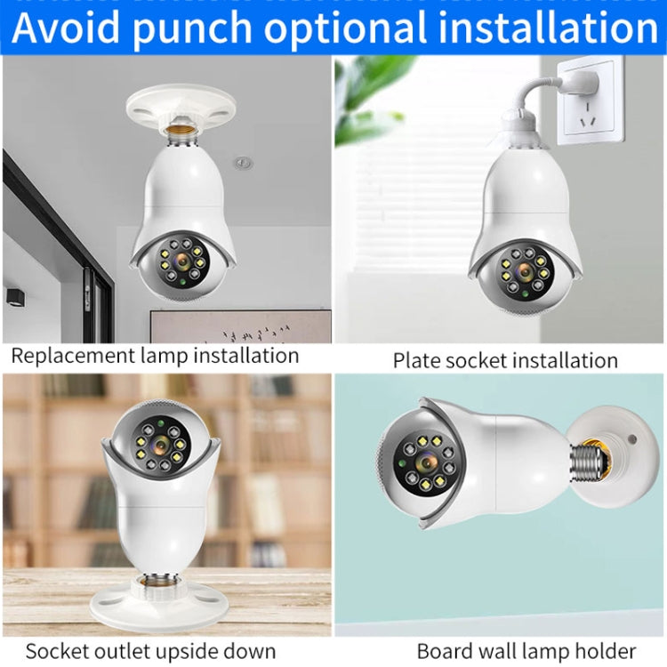 Wall installation options for a white WiFi bulb security camera