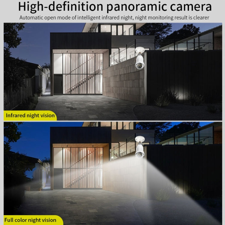 Outdoor bulb WiFi security camera showing infrared and full-color night vision