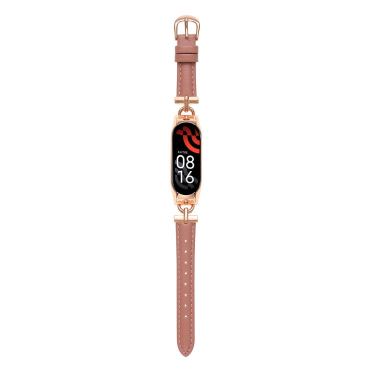 Genuine leather watch band with D-shaped steel buckle, dusty rose