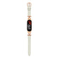 Genuine leather watch band with D-shaped steel buckle, soft cream