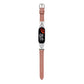 D-shaped steel watch band with genuine leather strap, dusty rose, for fitness tracker