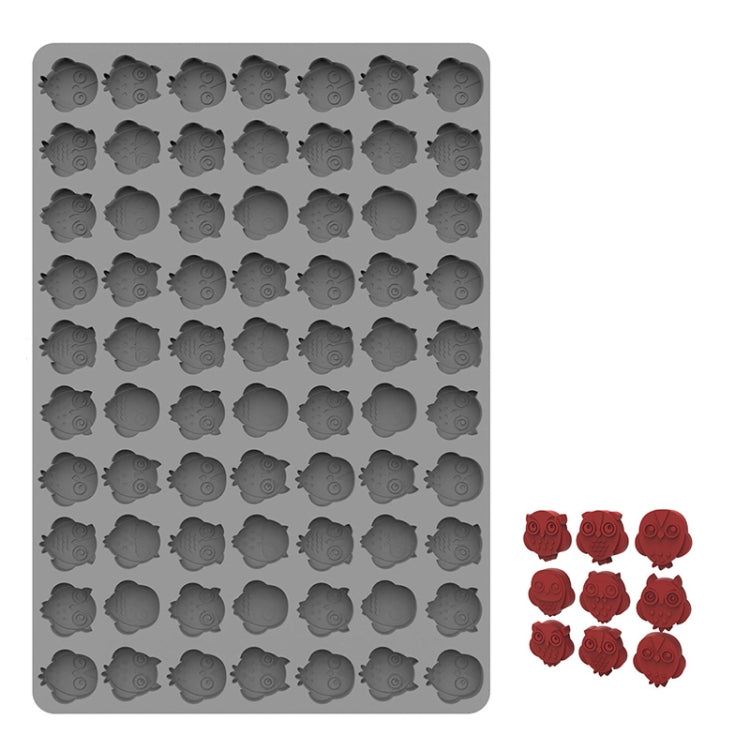 Grey silicone baking mould tray with rows of cartoon animal head cookie cavities