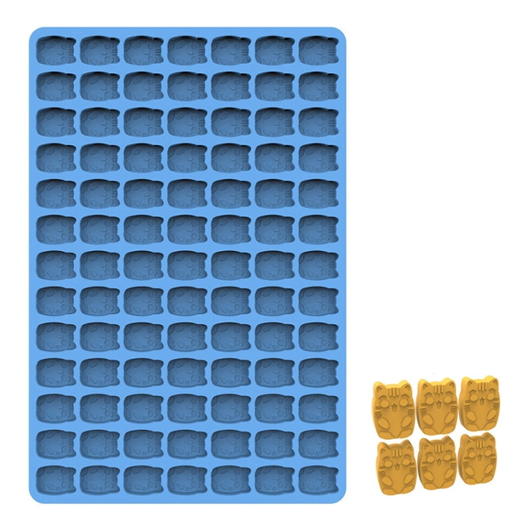 Blue silicone baking mould tray with multiple cartoon animal head cavities