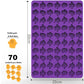 Purple silicone baking mould tray with cartoon animal head cavities and size marks