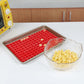 Red silicone baking mould tray with cartoon animal head cookie cavities