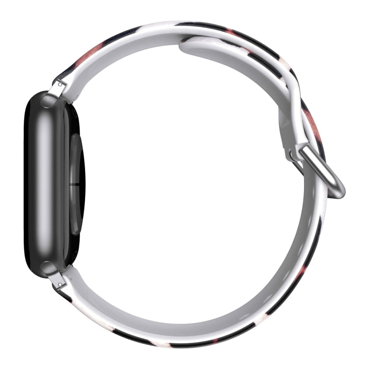 White TPU watch band with metal frame and smooth connector, side view