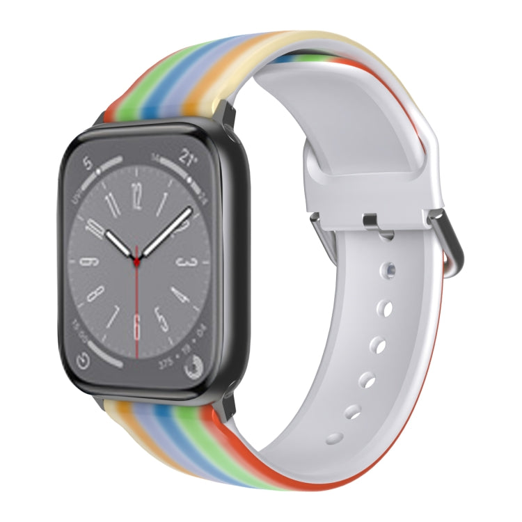 Rainbow swirl TPU watch band with metal buckle and perforated strap for smartwatch