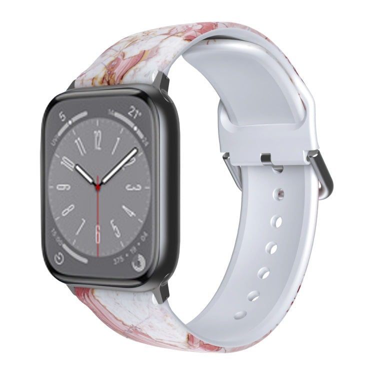 Pink marble TPU watch band with metal buckle and perforated strap for smartwatch