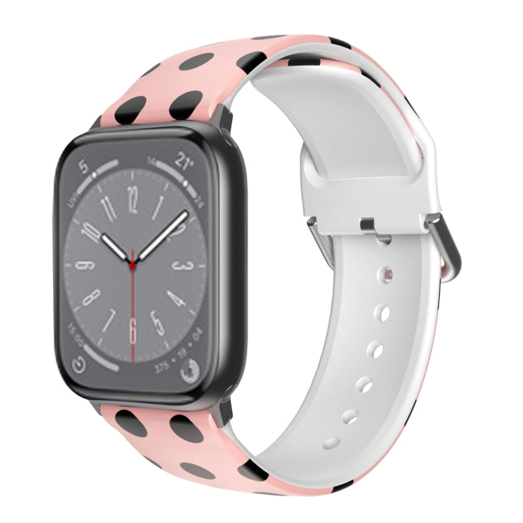 Pink leopard print TPU watch band with metal buckle and perforated strap for smartwatch