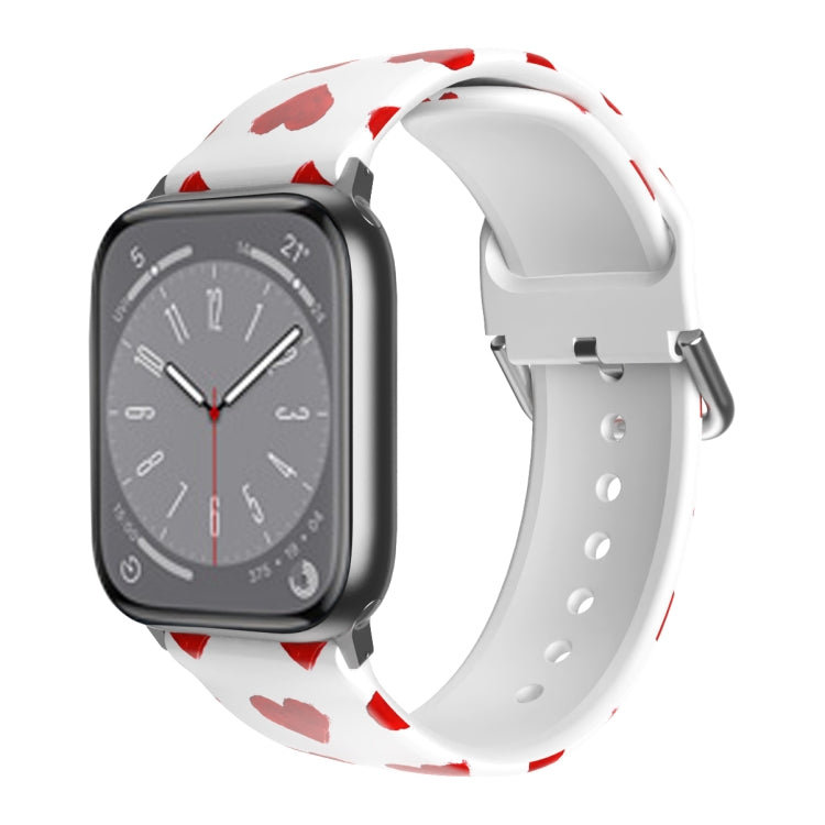 TPU watch band for Apple Watch with red heart print on white strap