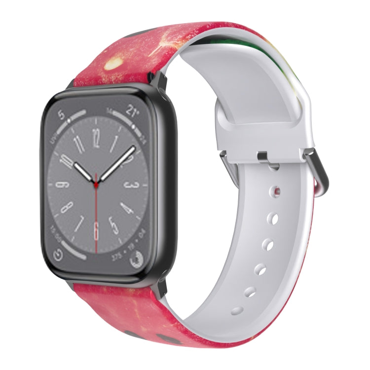 TPU watch band for Apple Watch with pink marble print on white strap