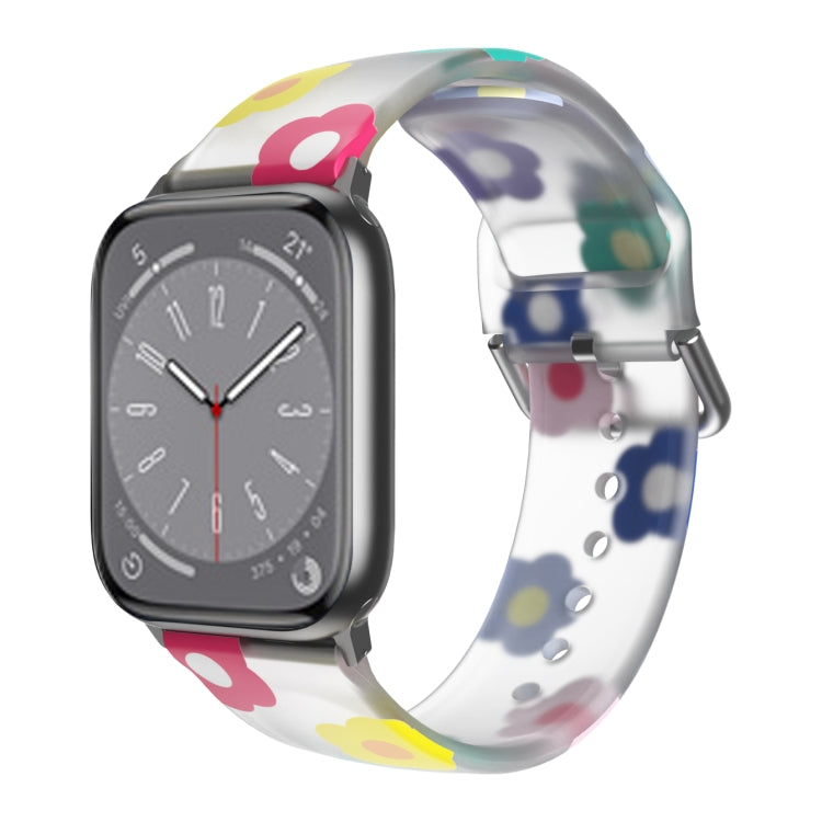 Colorful floral TPU watch band with metal buckle and perforated strap for smartwatch