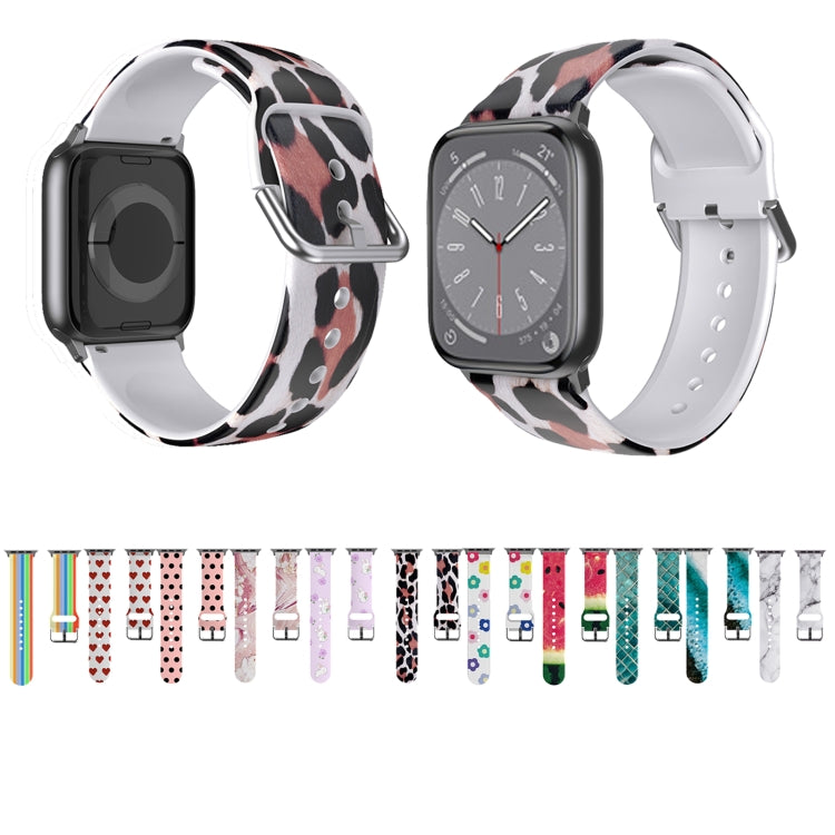 Leopard print TPU watch band set with metal buckle and perforated straps