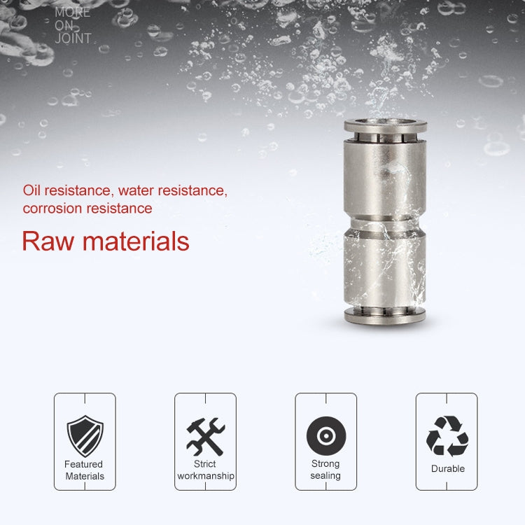 Nickel plated copper pneumatic quick fitting connector with durability icons
