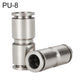 Nickel plated copper straight quick pneumatic fitting connector (PU-8), silver