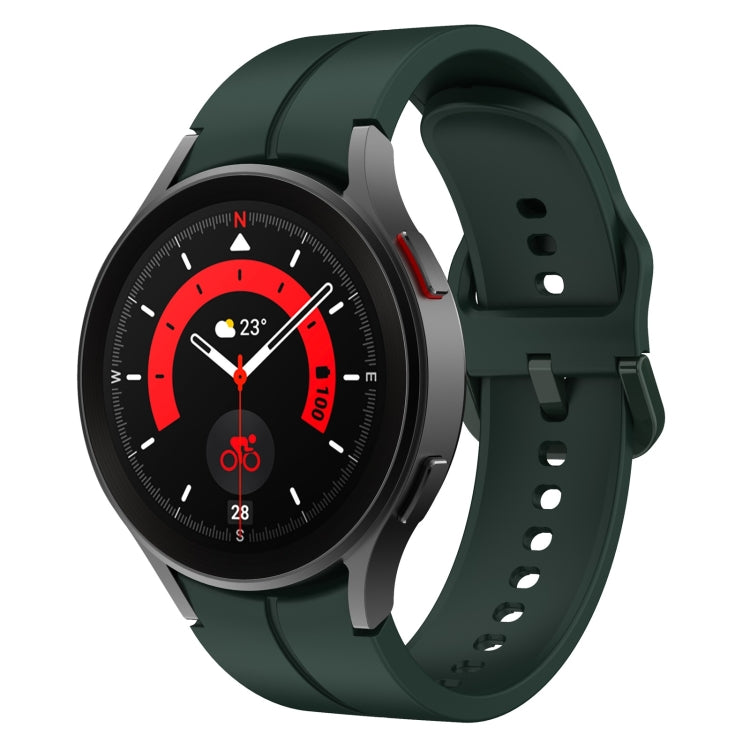 Dark green silicone watch band with buckle and multiple adjustment holes