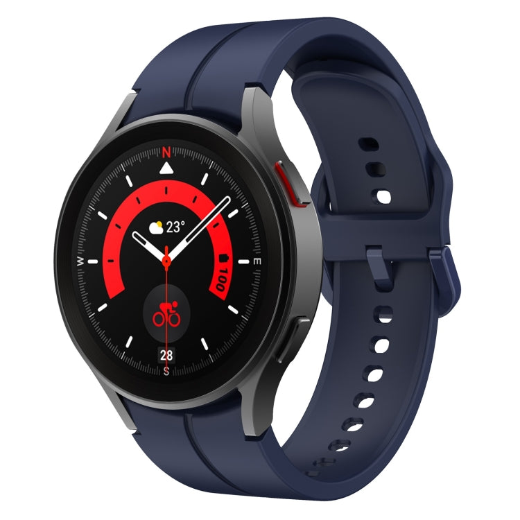 Silicone watch band with buckle, navy blue strap with perforated holes