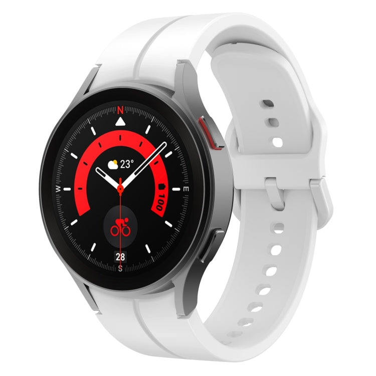 White silicone watch band with buckle, perforated strap holes for easy fit