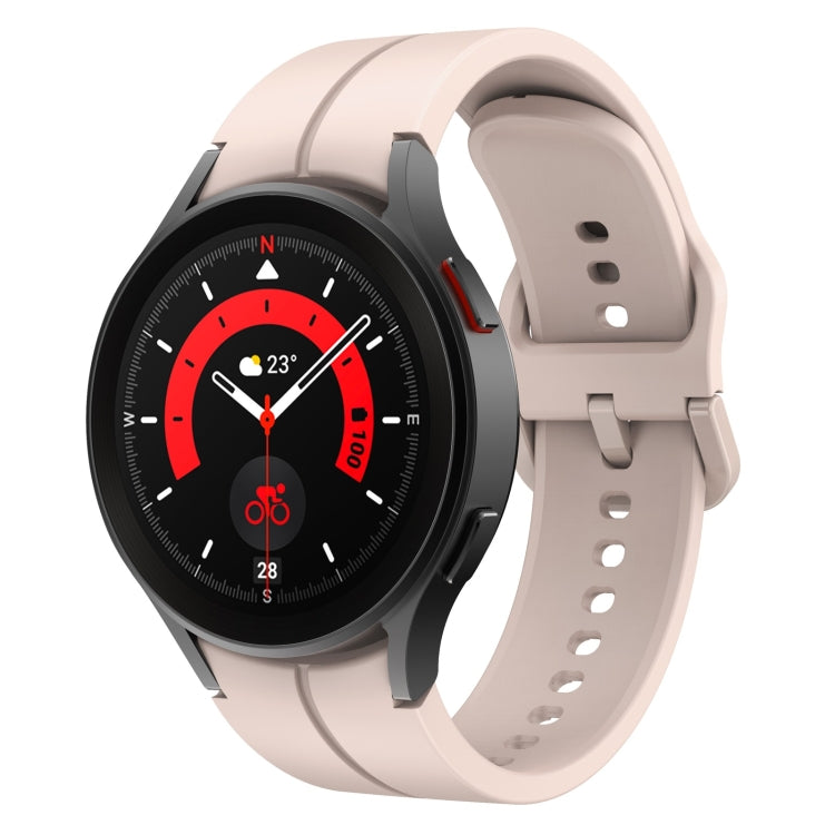 Light beige silicone watch band with buckle and adjustable hole rows for smartwatch