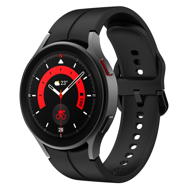 Black silicone watch band with buckle, for Watch 5 Pro 45mm