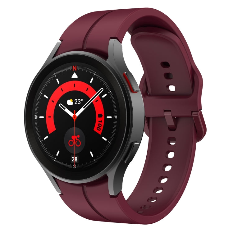 Burgundy silicone watch band with buckle, for Watch 5 Pro 45mm