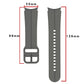 Gray silicone watch band with buckle, size diagram showing 20mm width