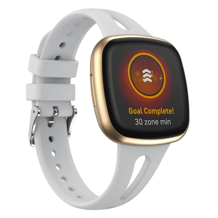 White silicone water-drop watch band with metal buckle and pin, for Fitbit Versa 3/4