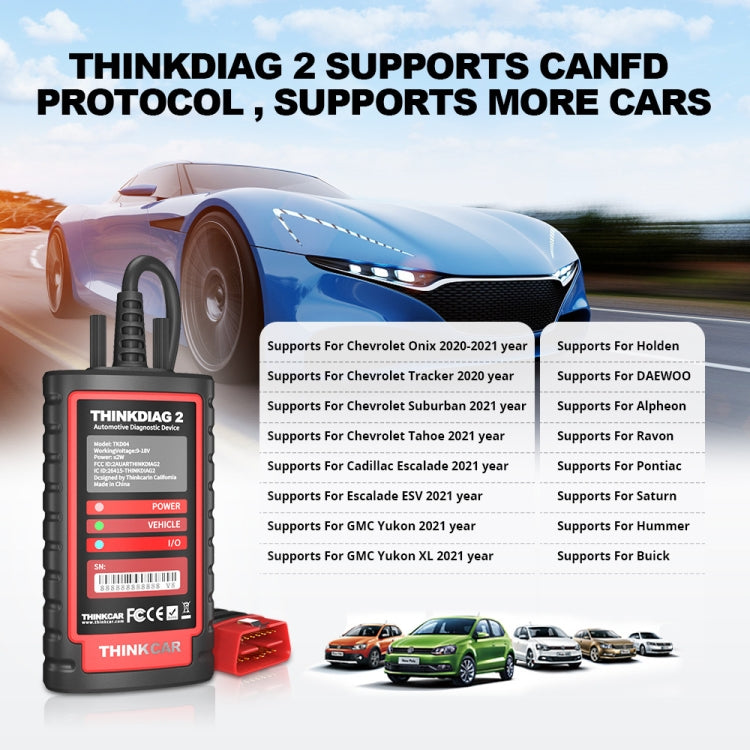 OBD2 diagnostic scanner device with red status display and small red OBD cable connector
