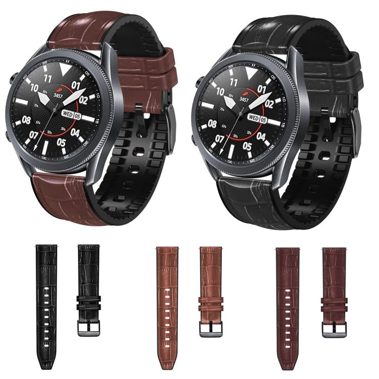 Assorted crocodile-texture silicone watch bands in black and brown tones, 46mm