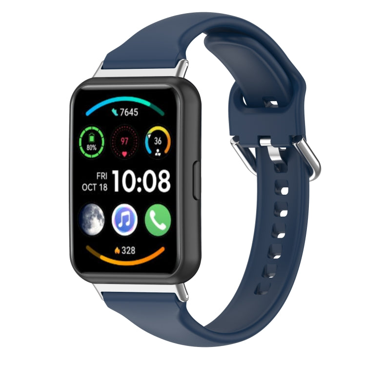 Silicone watch band for Huawei Watch Fit 2, deep blue with metal clasp
