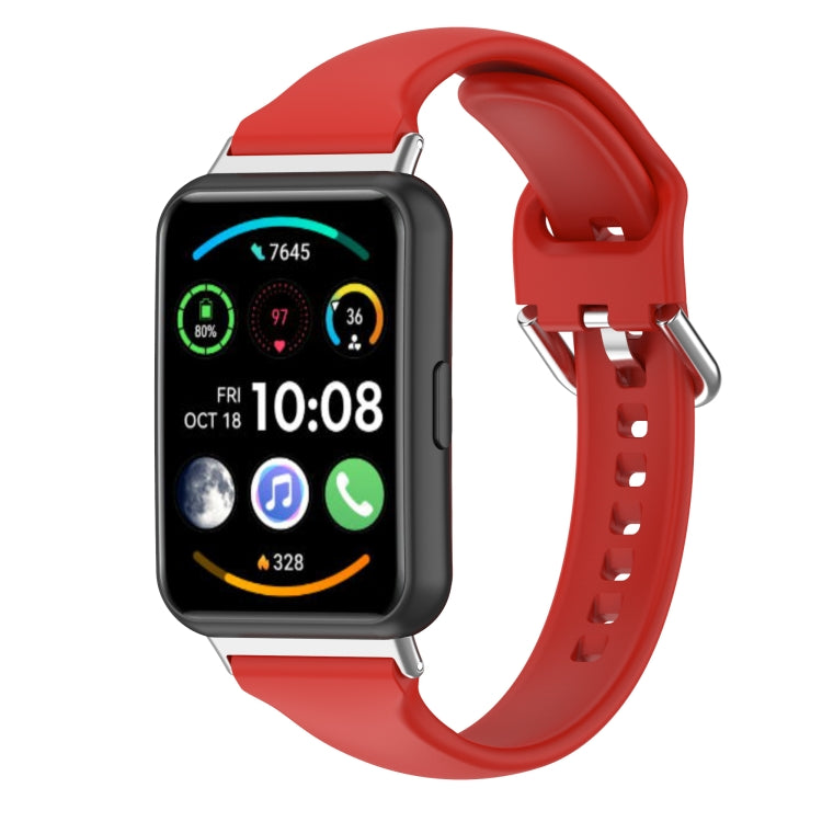 Silicone watch band for Huawei Watch Fit 2, bright red with metal clasp