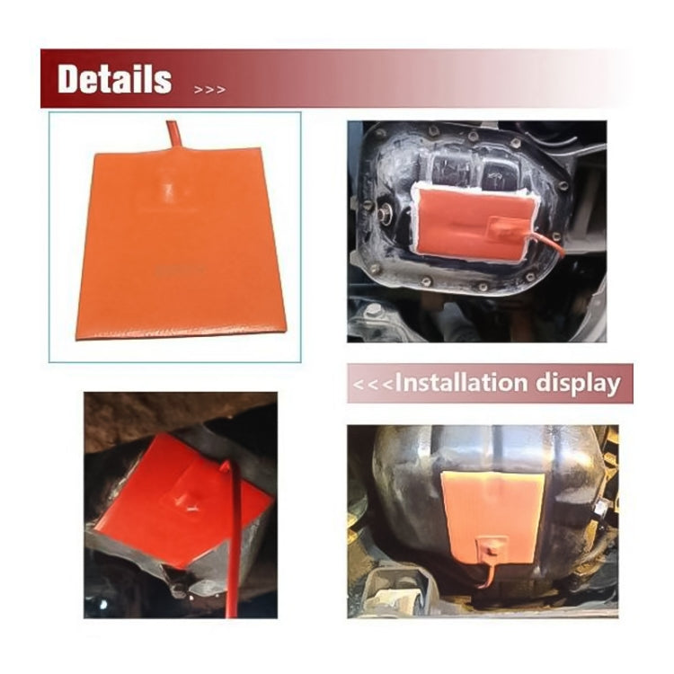 Car engine oil pan heater pad, orange square, installation display views