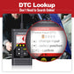 OBD2 scanner screen for DTC lookup with input instructions and controls