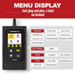 OBD2 scanner menu display with diagnose, read/erase codes, and setup options